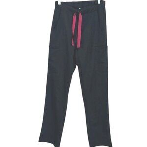 Joy Scrub Pants Size S Black With Pink Drawstring